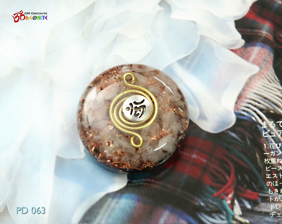 Thumbnail: Orgone Pocket Harmonizer with Om Rose Quartz Black Tourmaline