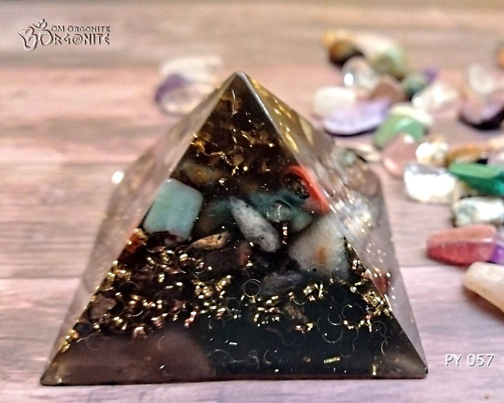 Thumbnail: Shungite Eight-sided Pyramid with 20 Crystals