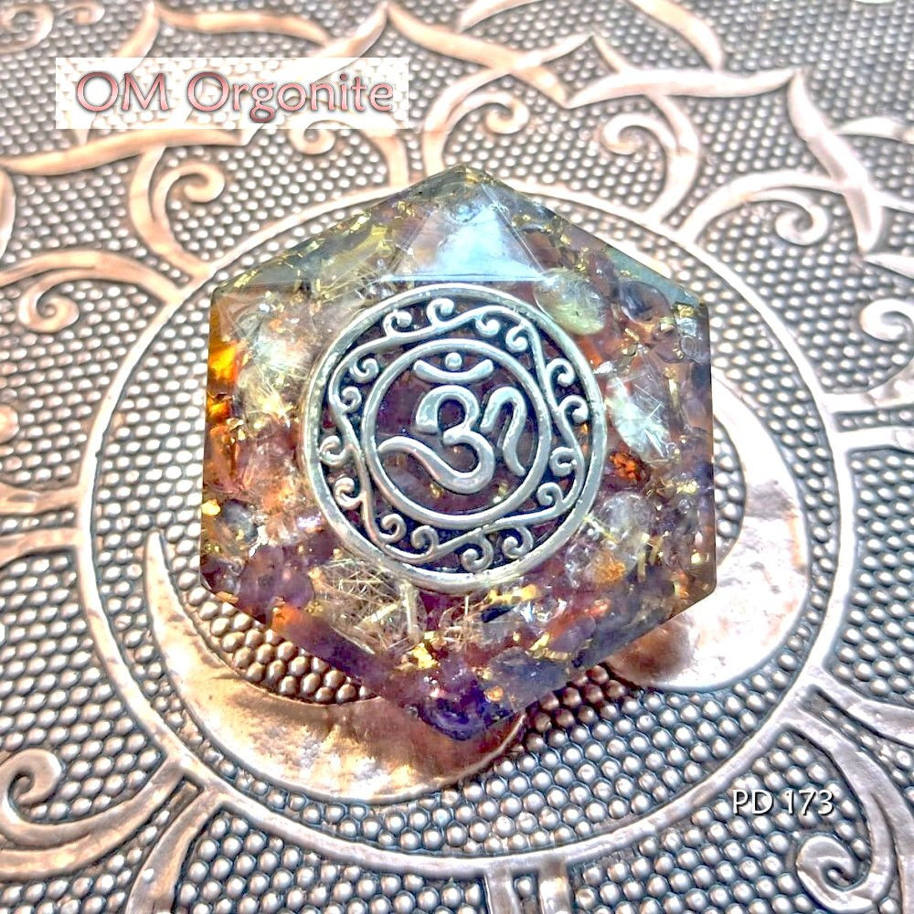 Om Orgone Puck with Golden Rutilated Quartz