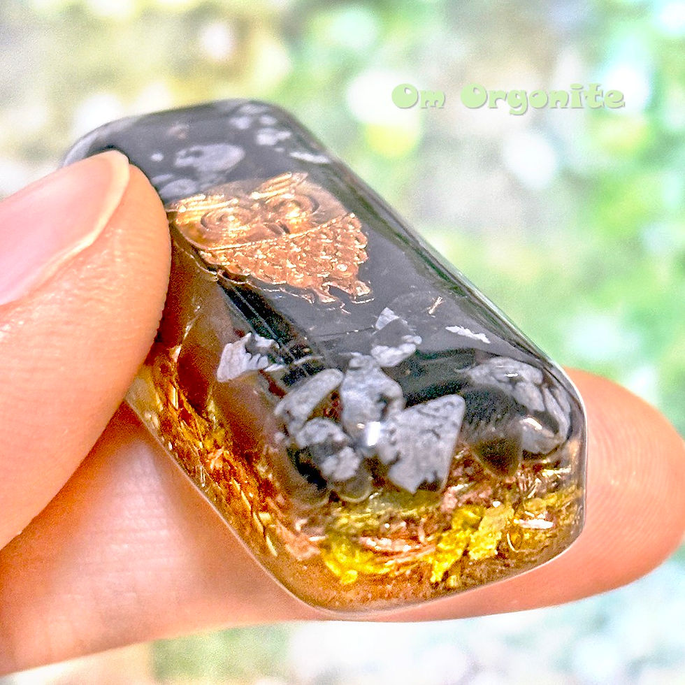 Thumbnail: Owl Energy Orgone Puck with Snowflake Obsidian