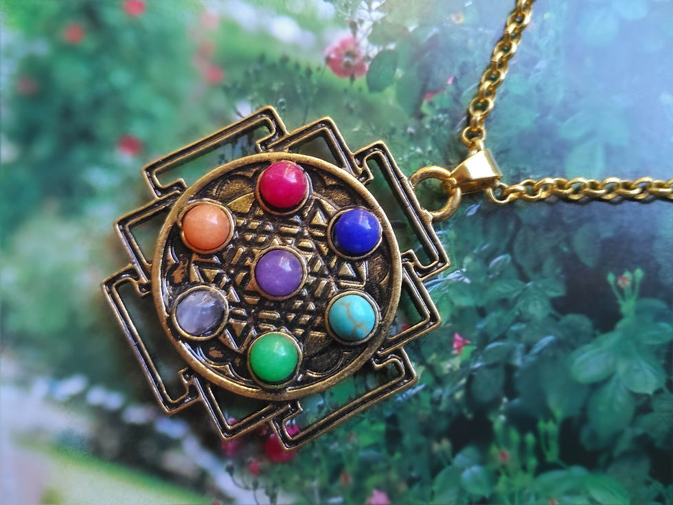 Thumbnail: Sri Yantra Chakra Necklace - Gold