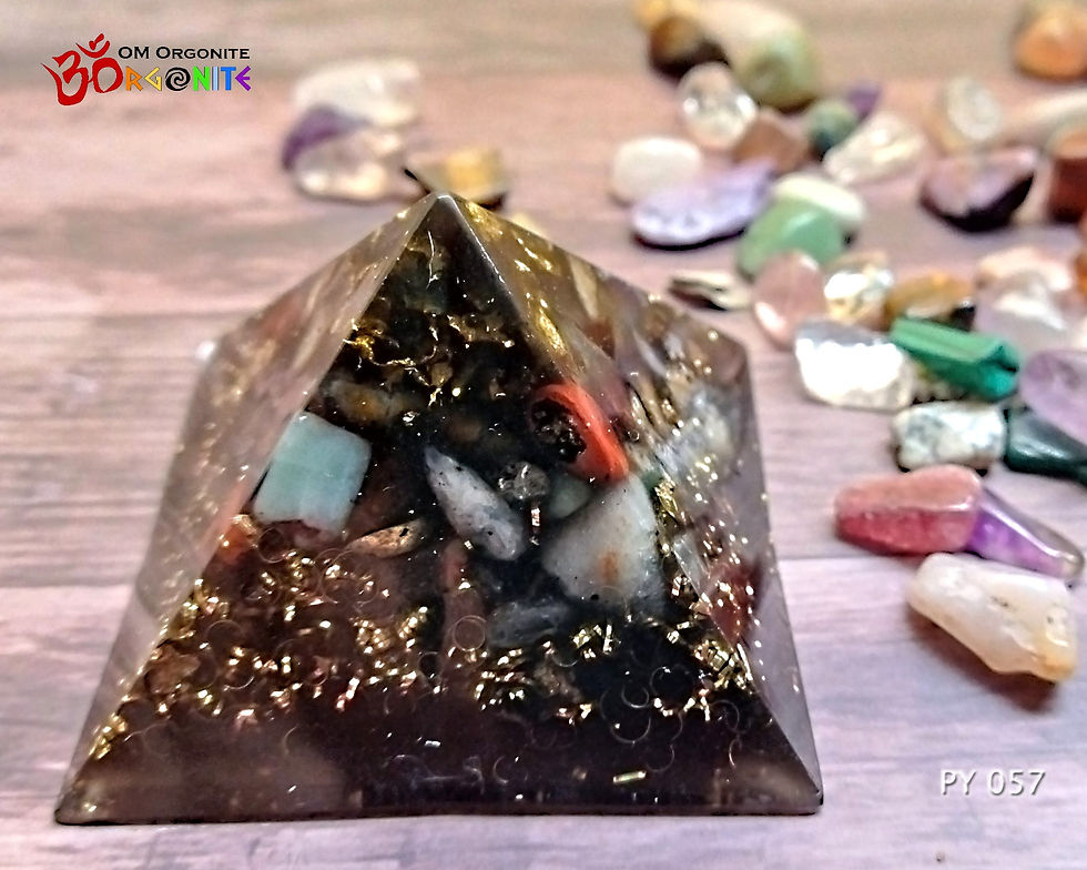 Thumbnail: Shungite Eight-sided Pyramid with 20 Crystals