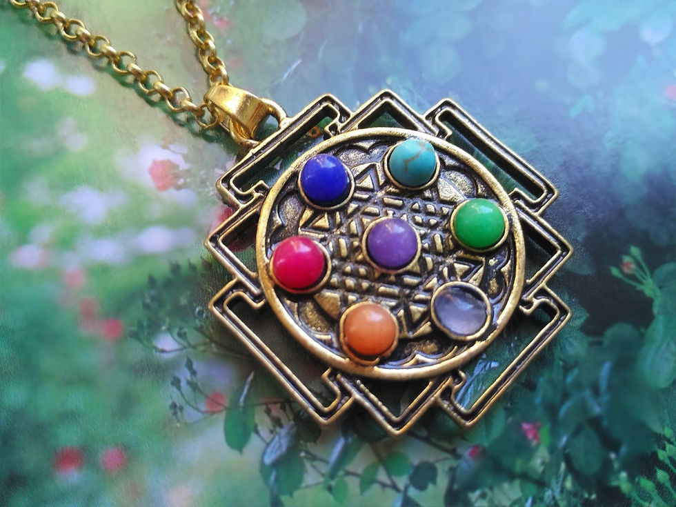 Thumbnail: Sri Yantra Chakra Necklace - Gold