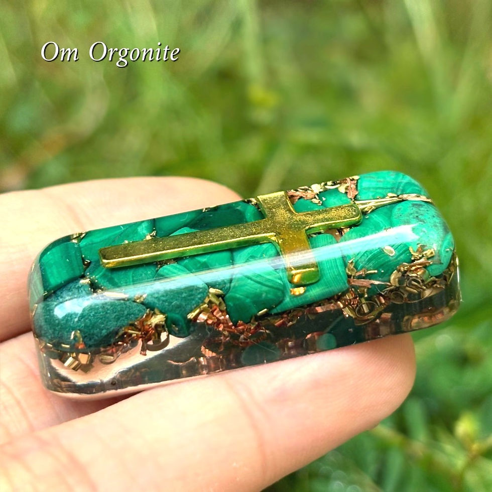 Thumbnail: Sacred Cross Malachite Rectangular Orgone Puck
