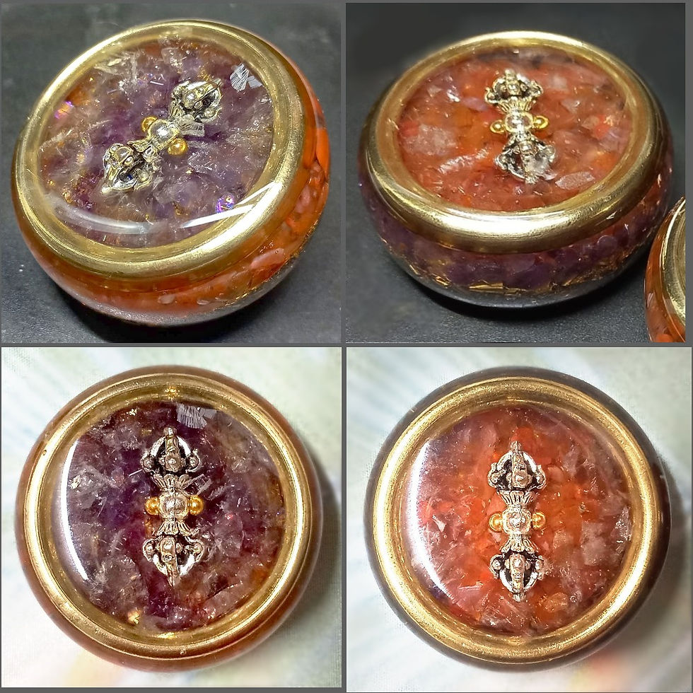 Thumbnail: Tibetan Vajra Dorje Orgone Puck with Amethyst and Red Agate