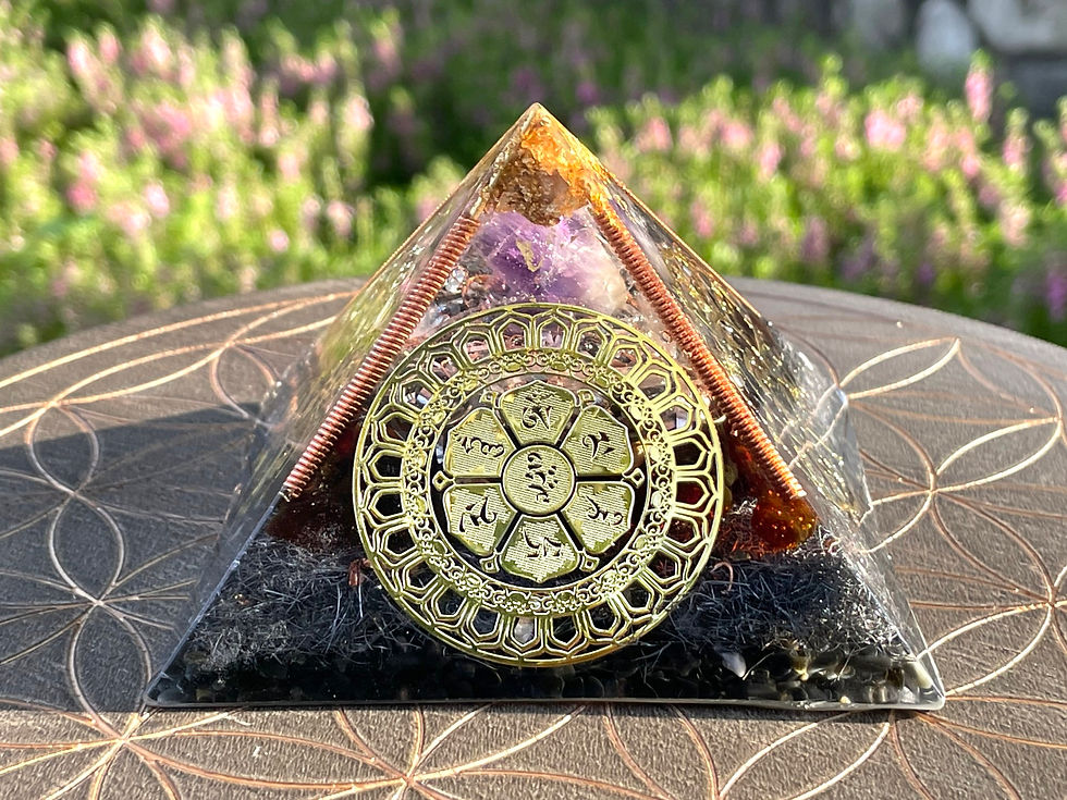 Thumbnail: Om Mani Padme Hum 8-sided Orgonite Pyramid