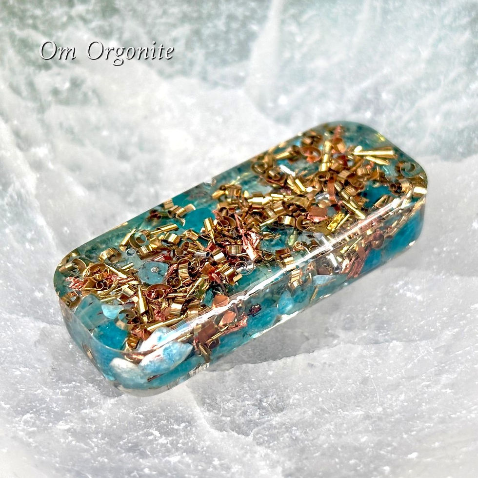 Thumbnail: Silvery Key Rectangular Blue Apatite Orgone Puck