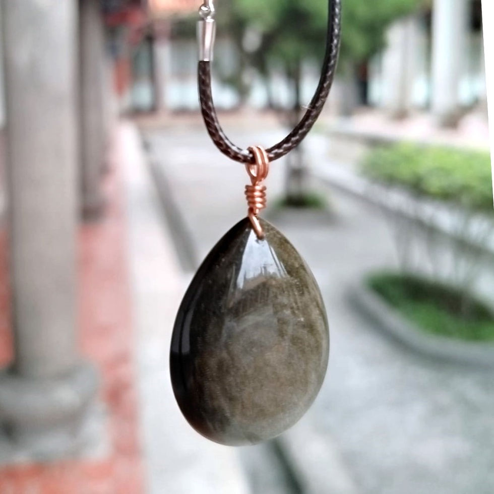 Thumbnail: Golden Sheen Obsidian Waterdrop Necklace