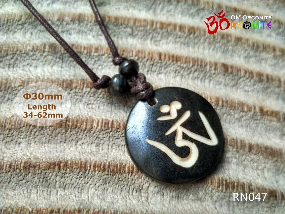 Tibetan Yak Bone Necklace - Om Ohm Aum