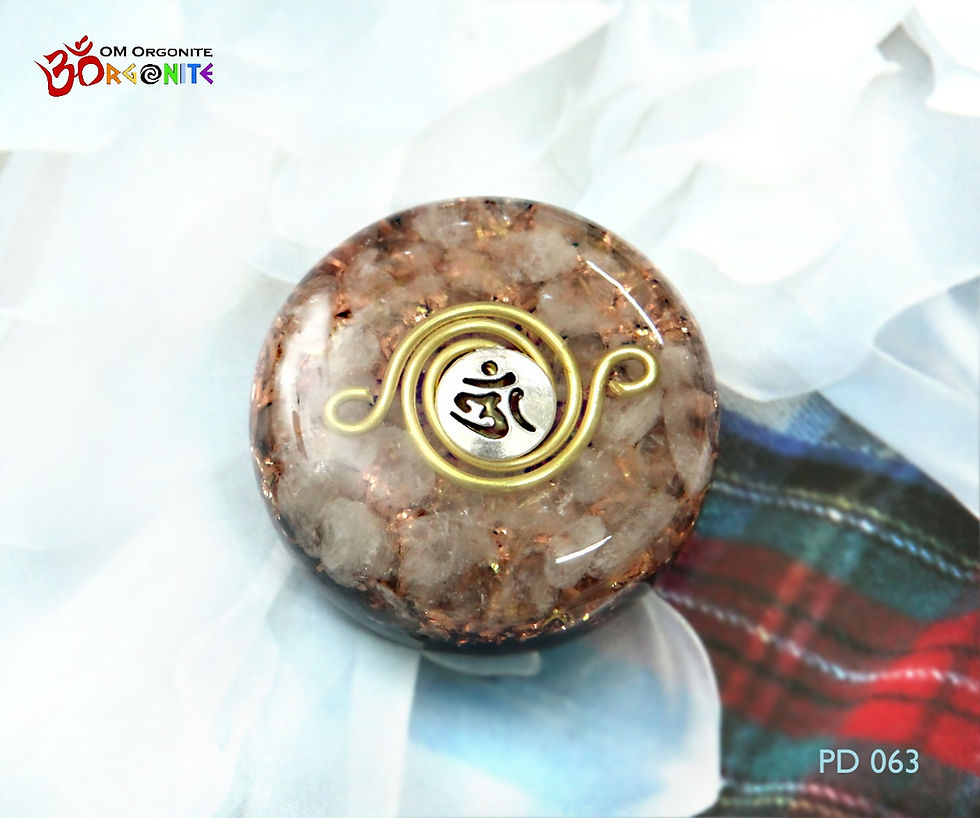 Thumbnail: Orgone Pocket Harmonizer with Om Rose Quartz Black Tourmaline