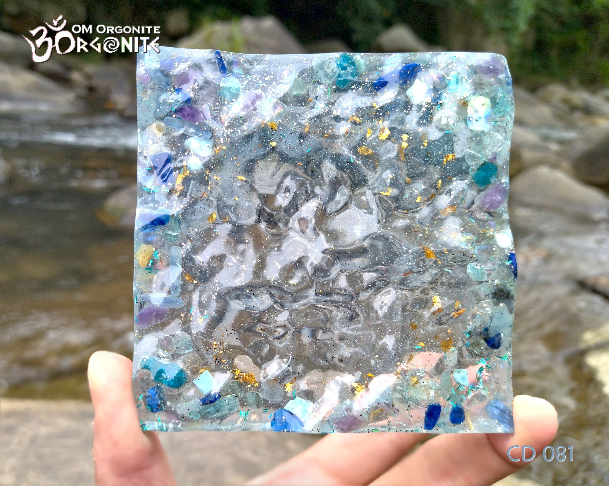Blue Crystals Wave Textured Coaster
