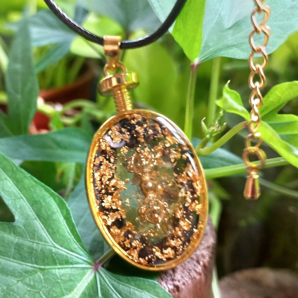 Thumbnail: Golden Tibetan Dorje Oval Necklace