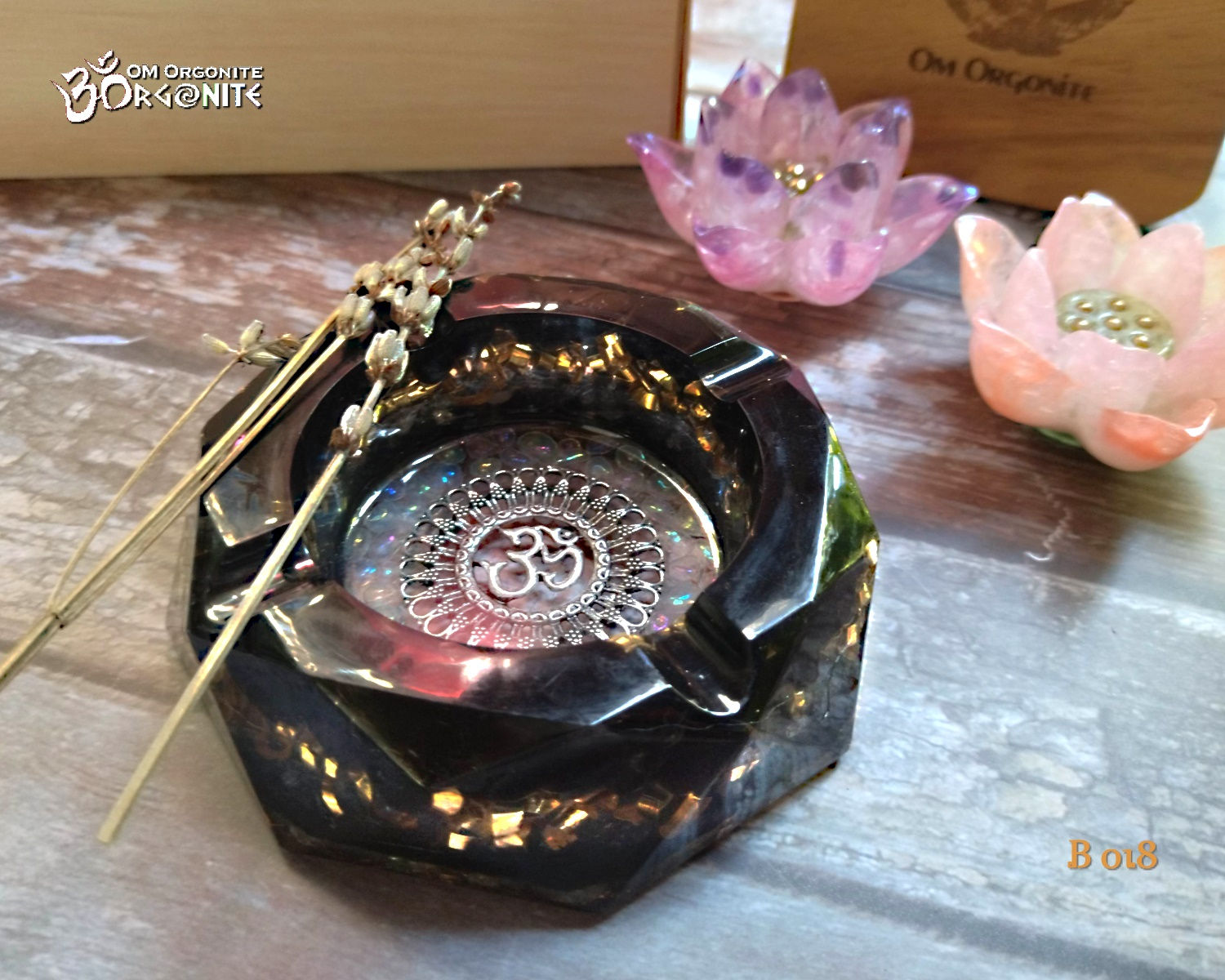 Om, Shungite, Tourmaline Container