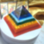 Eight-sided Orgone Pyramid with Chakras and Flower of Life