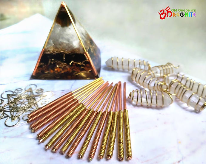 6 Rods Under Pyramid Copper-wrapped Rods for Orgone Pyramid | OM Orgonite