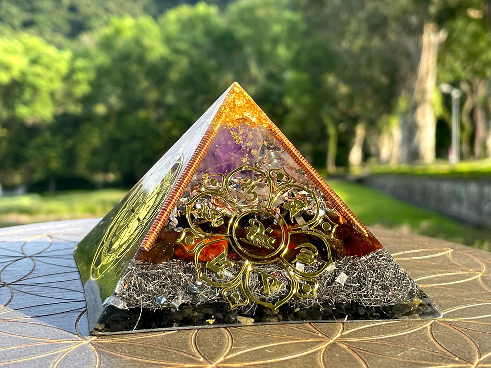 Thumbnail: Om Mani Padme Hum 8-sided Orgonite Pyramid