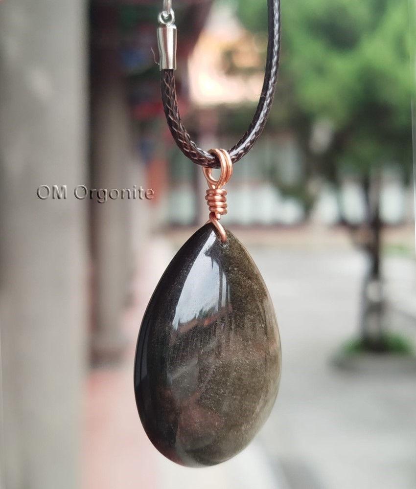 Thumbnail: Golden Sheen Obsidian Waterdrop Necklace