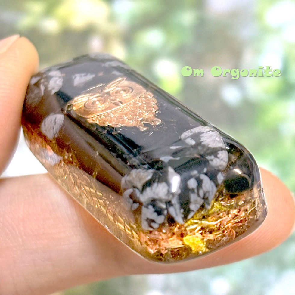 Thumbnail: Owl Energy Orgone Puck with Snowflake Obsidian