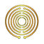 Om Orgonite brand logo with a golden MWO (Multi-Wave Oscillator) symbol made of symmetrical curved lines.