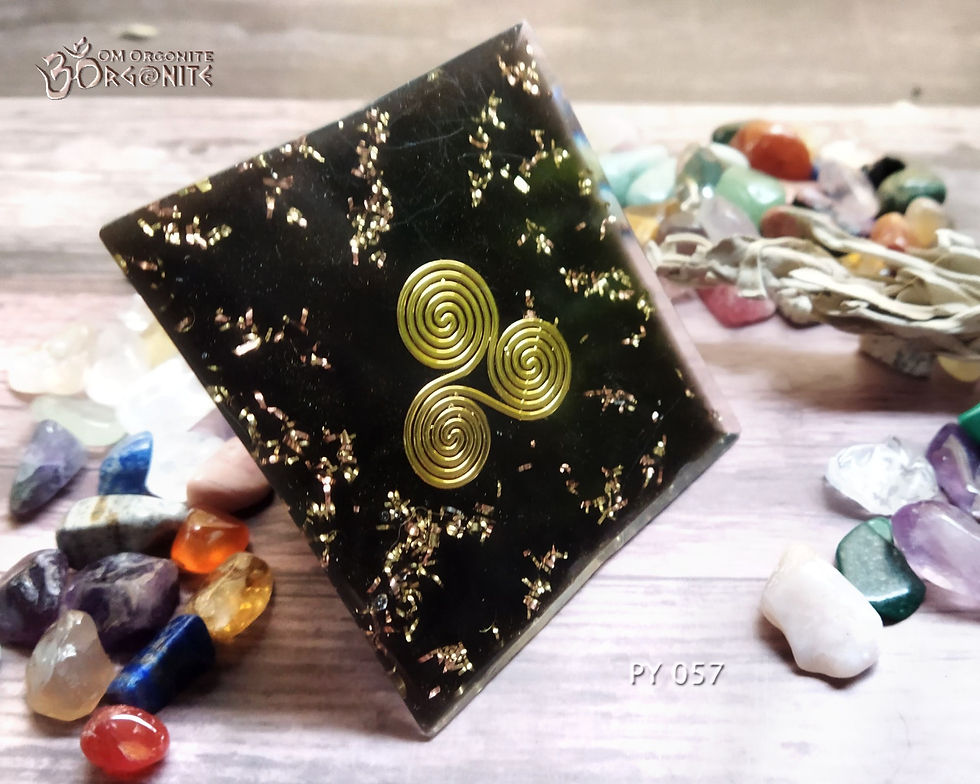 Thumbnail: Shungite Eight-sided Pyramid with 20 Crystals