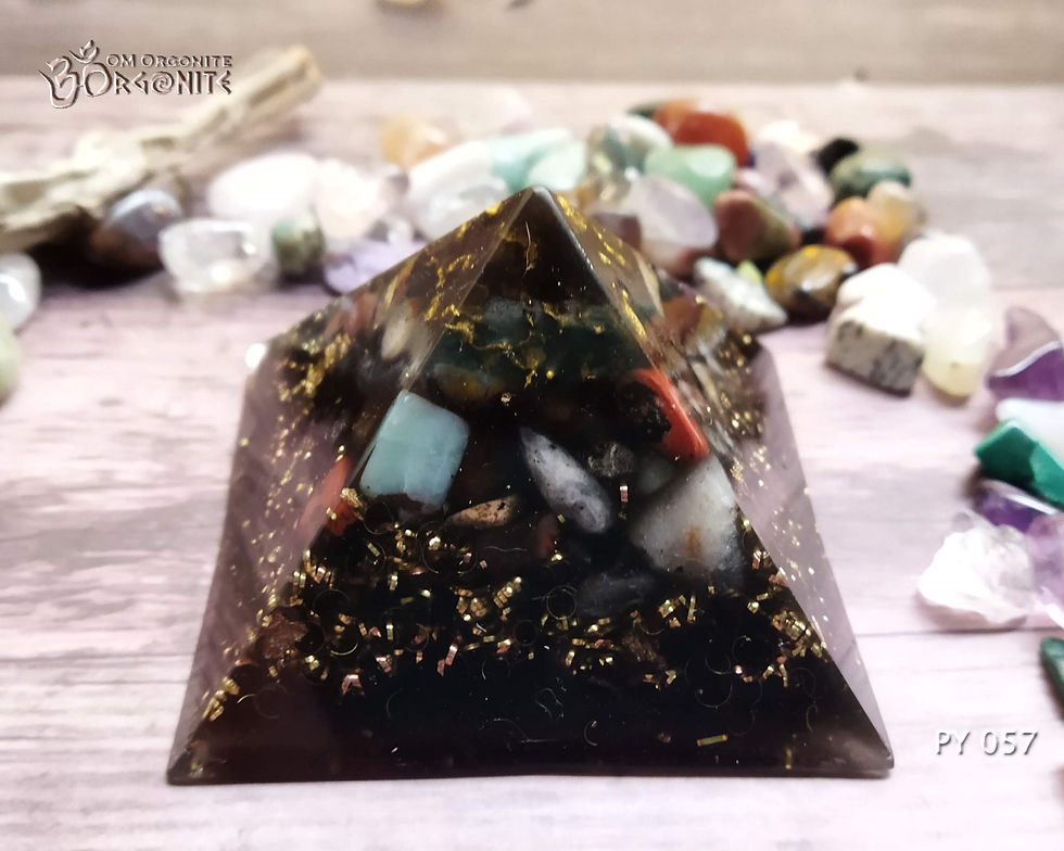 Thumbnail: Shungite Eight-sided Pyramid with 20 Crystals