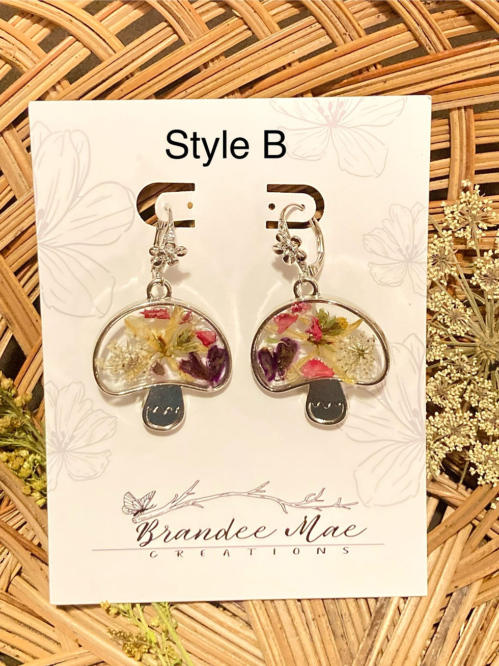 Thumbnail: Mixed Flower Mushroom Shaped Earrings 