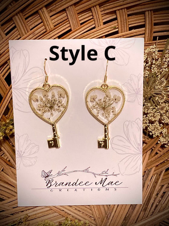 Thumbnail: Flower Heart Key Earrings