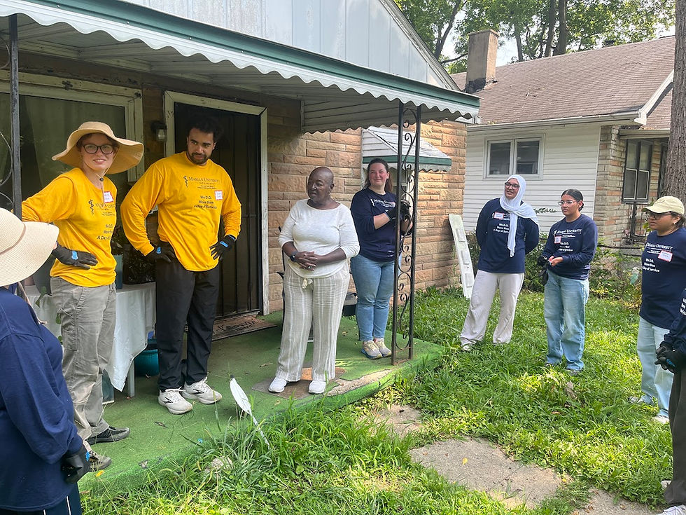 Homeowner speaking to medical students.