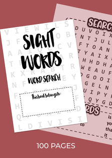 100 Word Search Sight Words Big Activity Book Worksheets