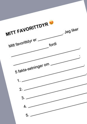 Skriveoppgave Mitt Favorittdyr Data Oppgave Norsk