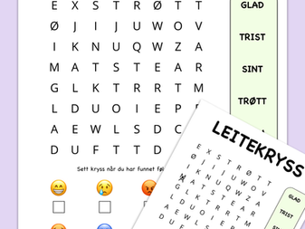 Følelser Letekryss Undervisningsopplegg
