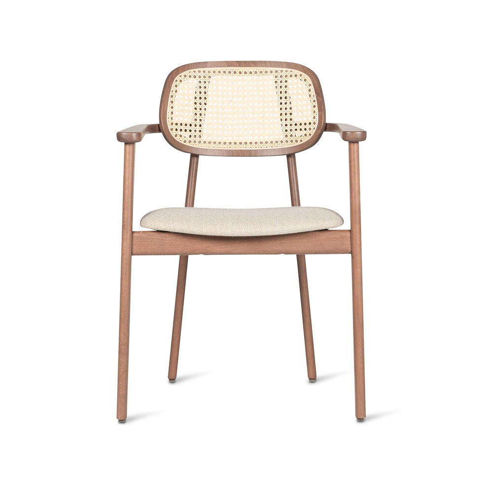 Titus Vincent Sheppard Houten stoel met natuurlijke afwerking en rotan rug