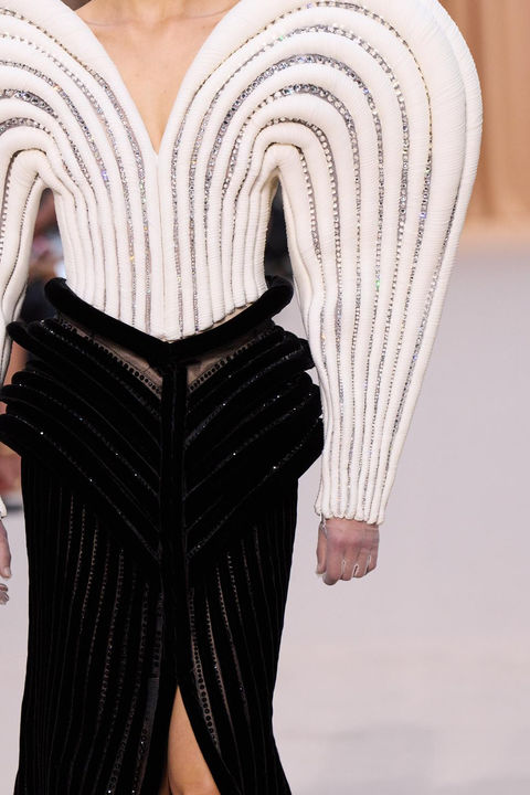 On fashion show, the collection from Jean Paul Gaultier has study by Olivier Rousteing, now Creative Director of Balmain Paris