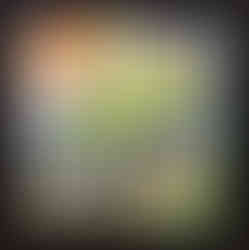 Painting depicting a frog agains a multi-colored background