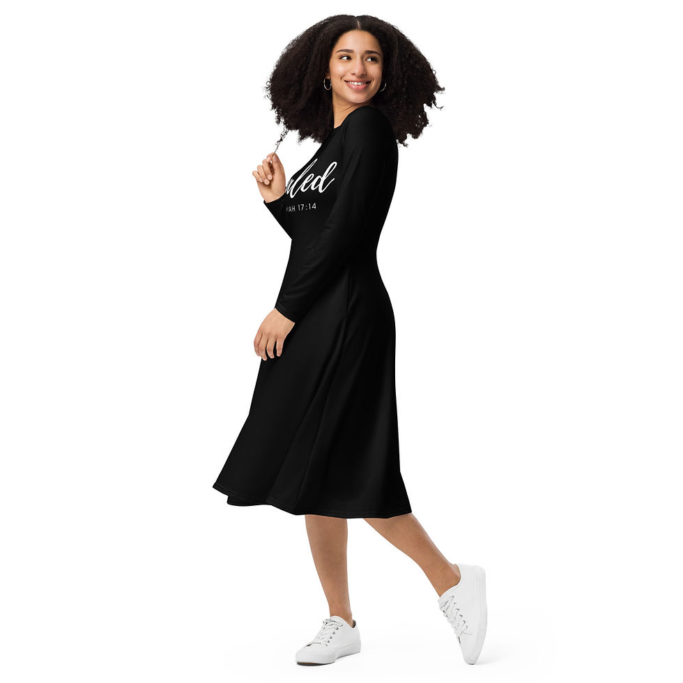 Thumbnail: Healed long sleeve midi dress