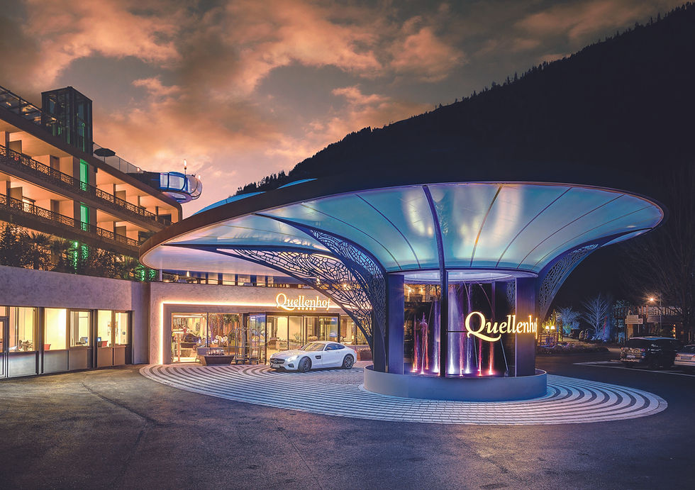 External image of entrance and driveway to Quellenhof Luxury Resort Passeier