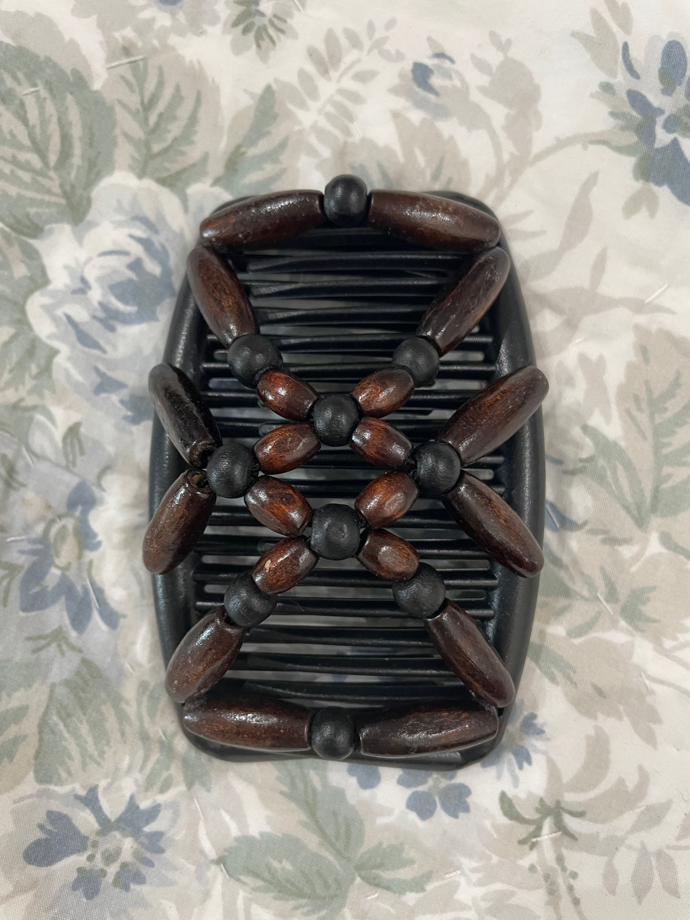 Regular Black Hair Comb Brown Beads 