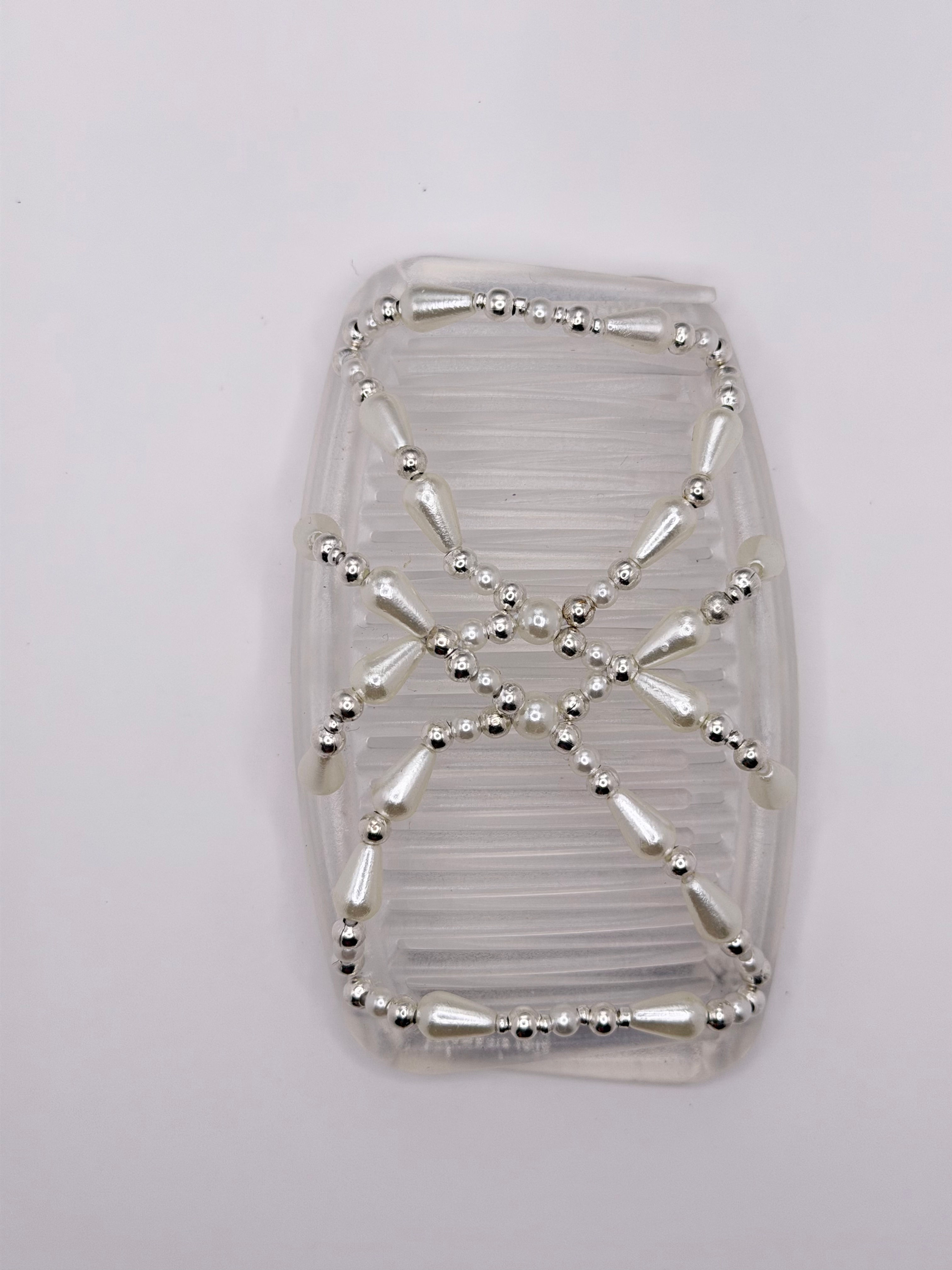 Pearl White Silver Large Clear -Suitable for Thick or Long Hair