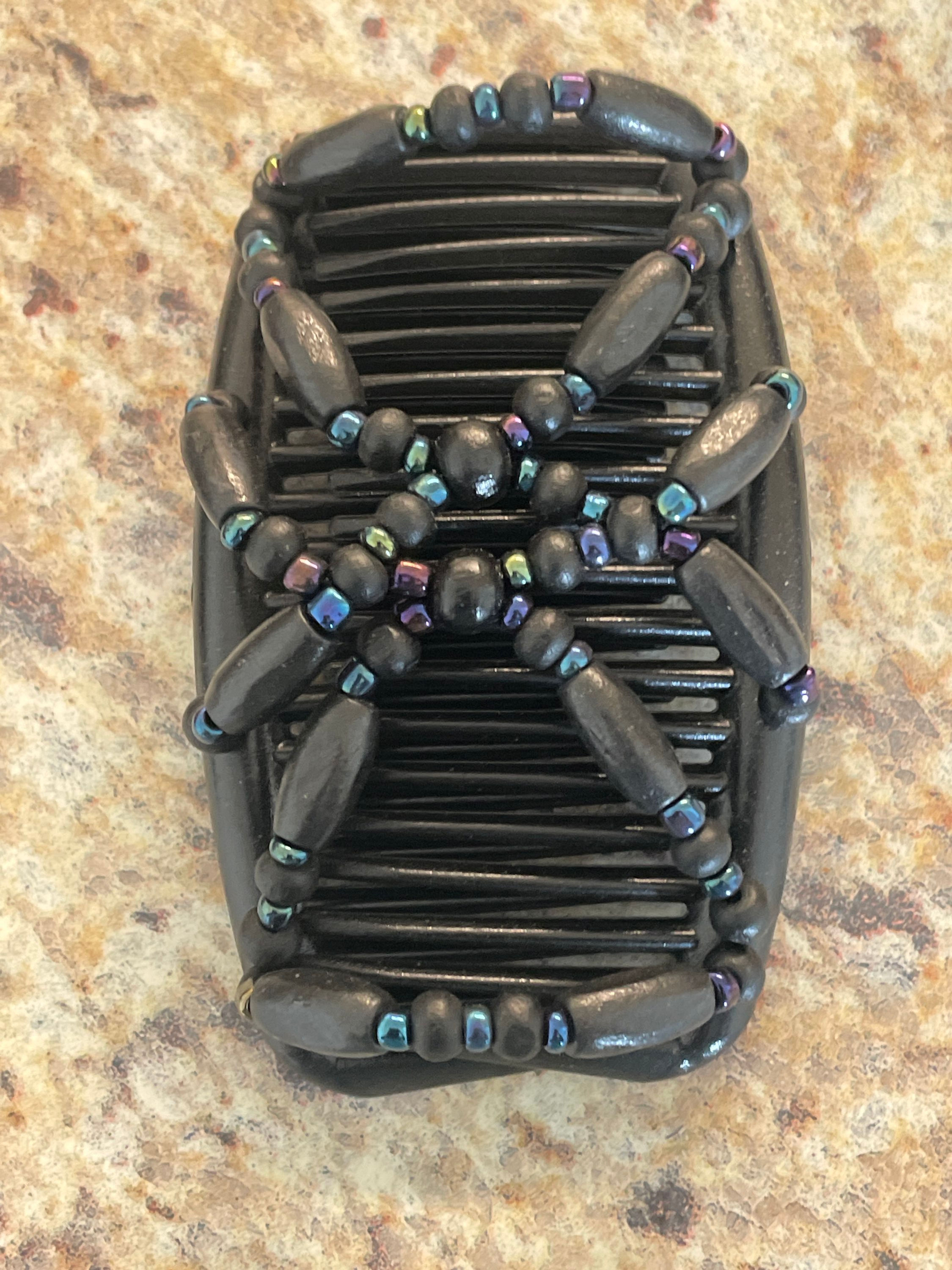 Regular Black Hair comb Turquise  Beads