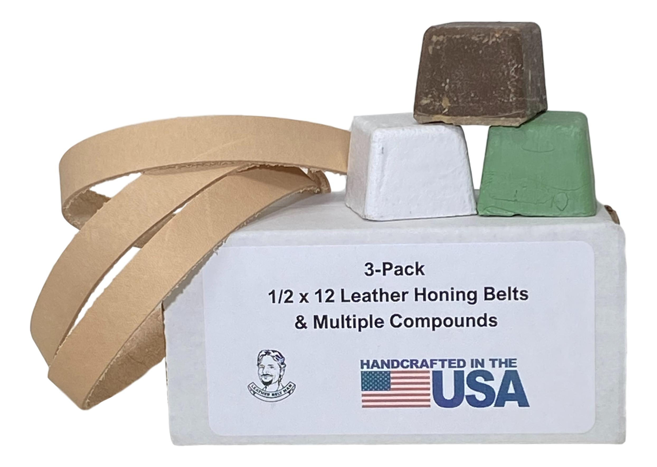 3 Pack of 1/2" x 12" Leather Honing & Polishing Belts
