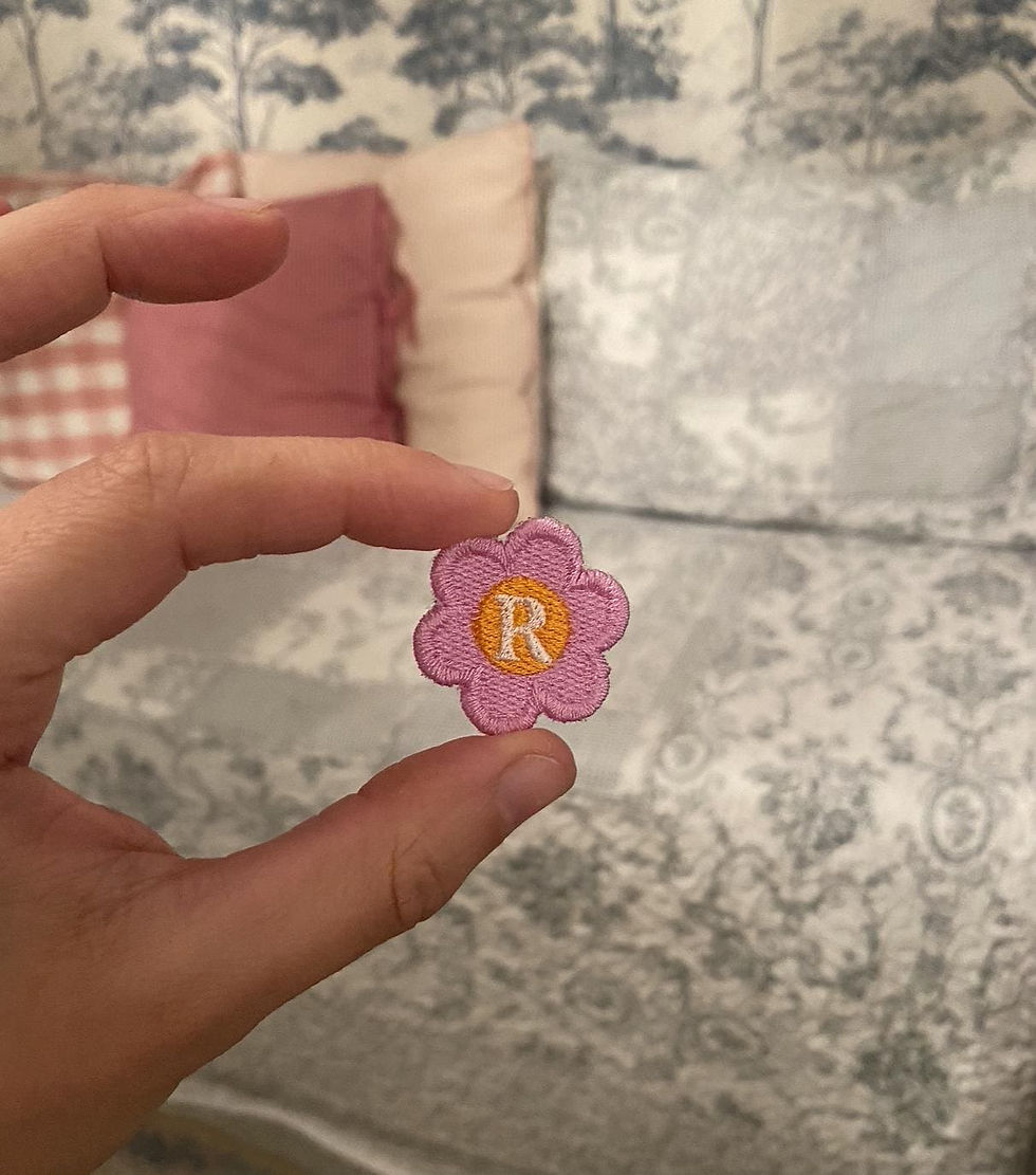 Thumbnail: Mini Flower Letter Iron On Patch – Personalised Floral Letter Name Embroidery