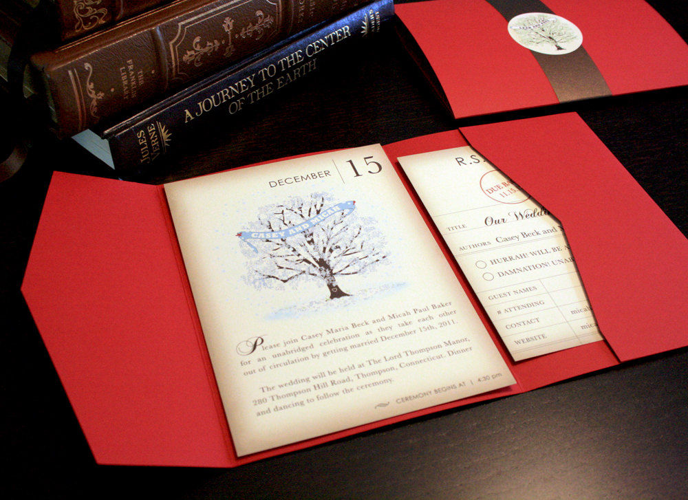 Winter Vintage Book Page Invitation