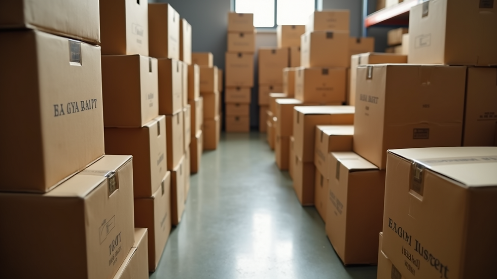 High angle view of stacked cardboard boxes