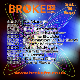 Broke FM DJ list flyer Saturdayday 19092