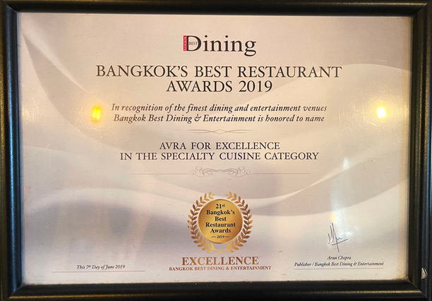 Dining Bangkok's Best Restaurant Awards 2019 - AVRA