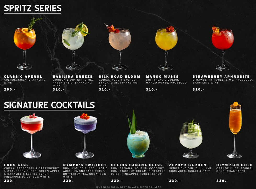 AVRA Drink Menu Page 4 – Spritz Series and Signature Cocktails in Bangkok