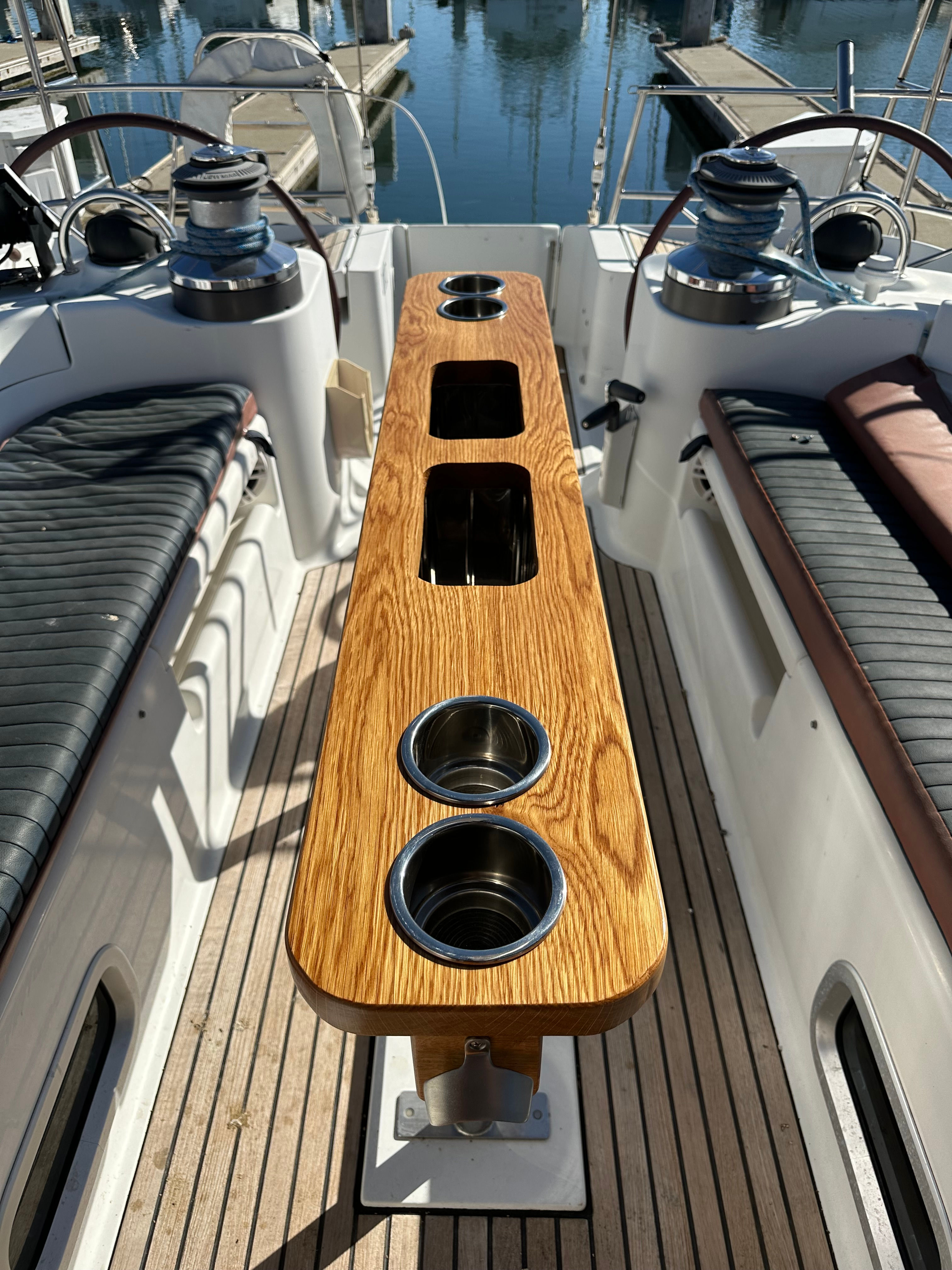Sailboat Cockpit Table - White Oak & Teak