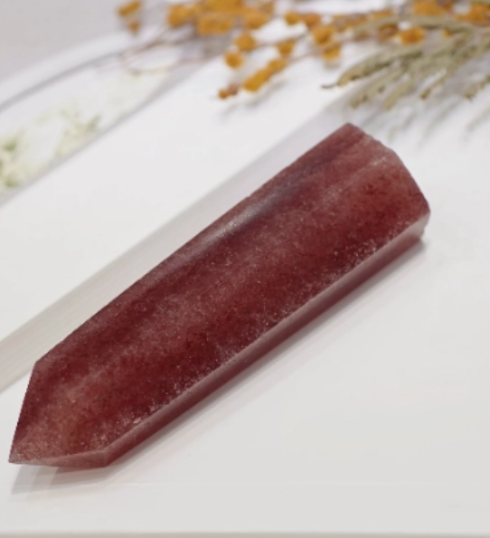 Thumbnail: Angelic Light-Infused Strawberry Quartz Crystal Tower (7-8cm)