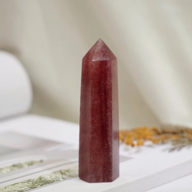 Thumbnail: Angelic Light-Infused Strawberry Quartz Crystal Tower (7-8cm)