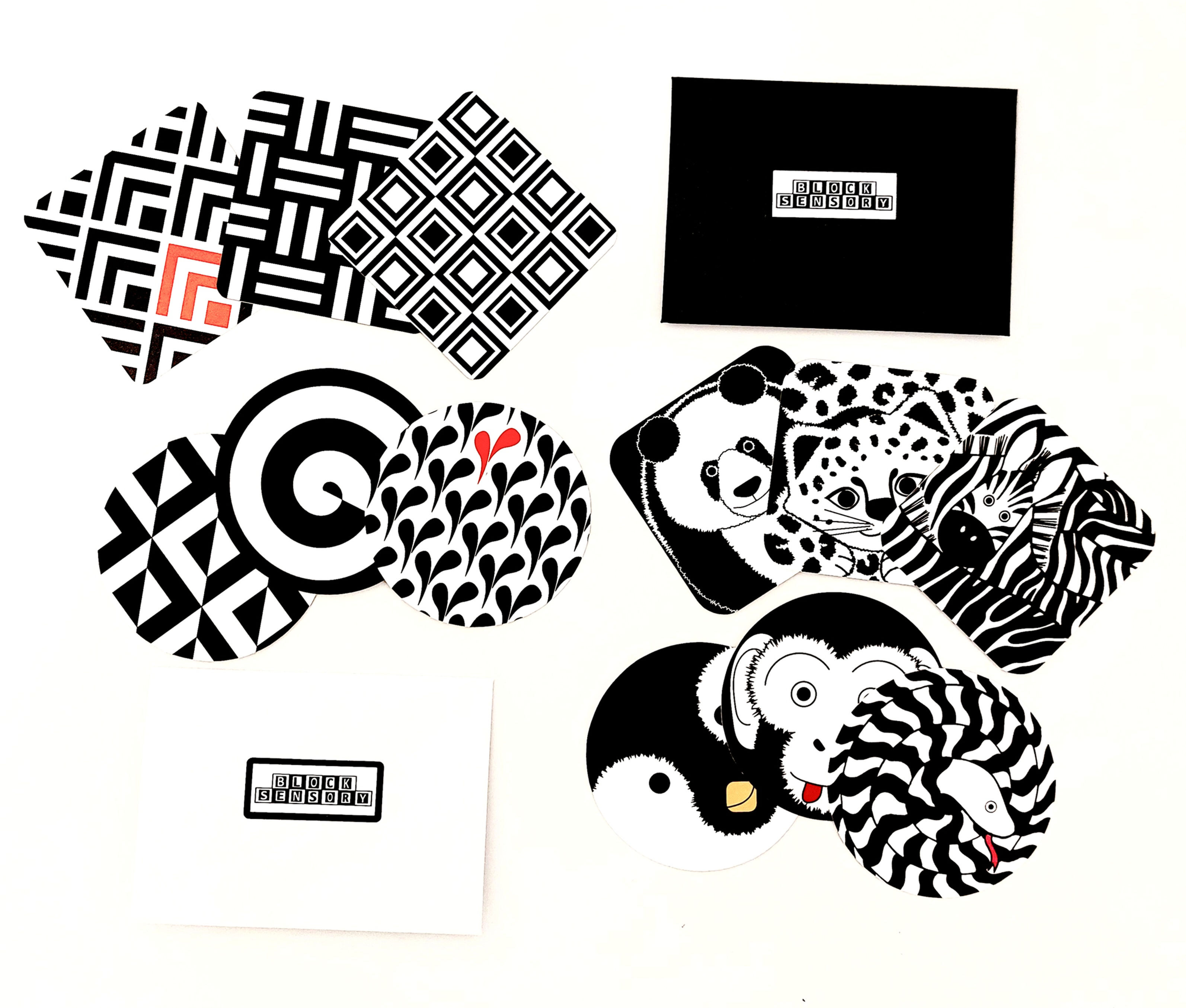 Sensory Geometric & Monochrome Animal Decal Stickers, 2 sets
